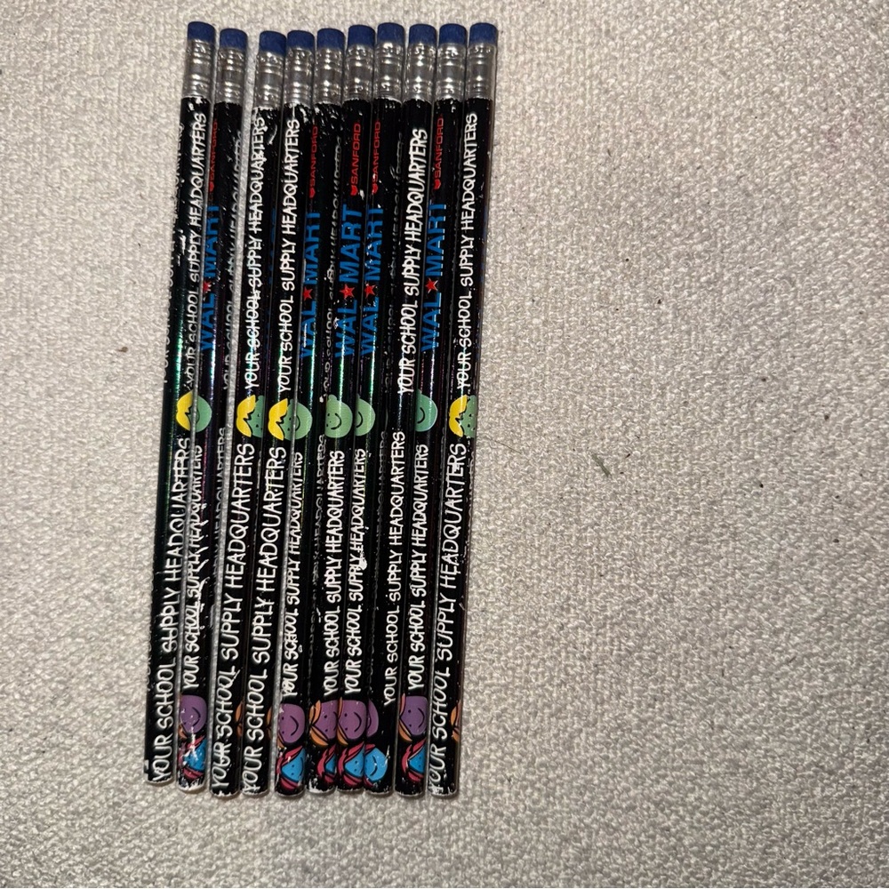 10 Vintage Unused Walmart Smiley Face Pencils Supply Headquarters Back To School